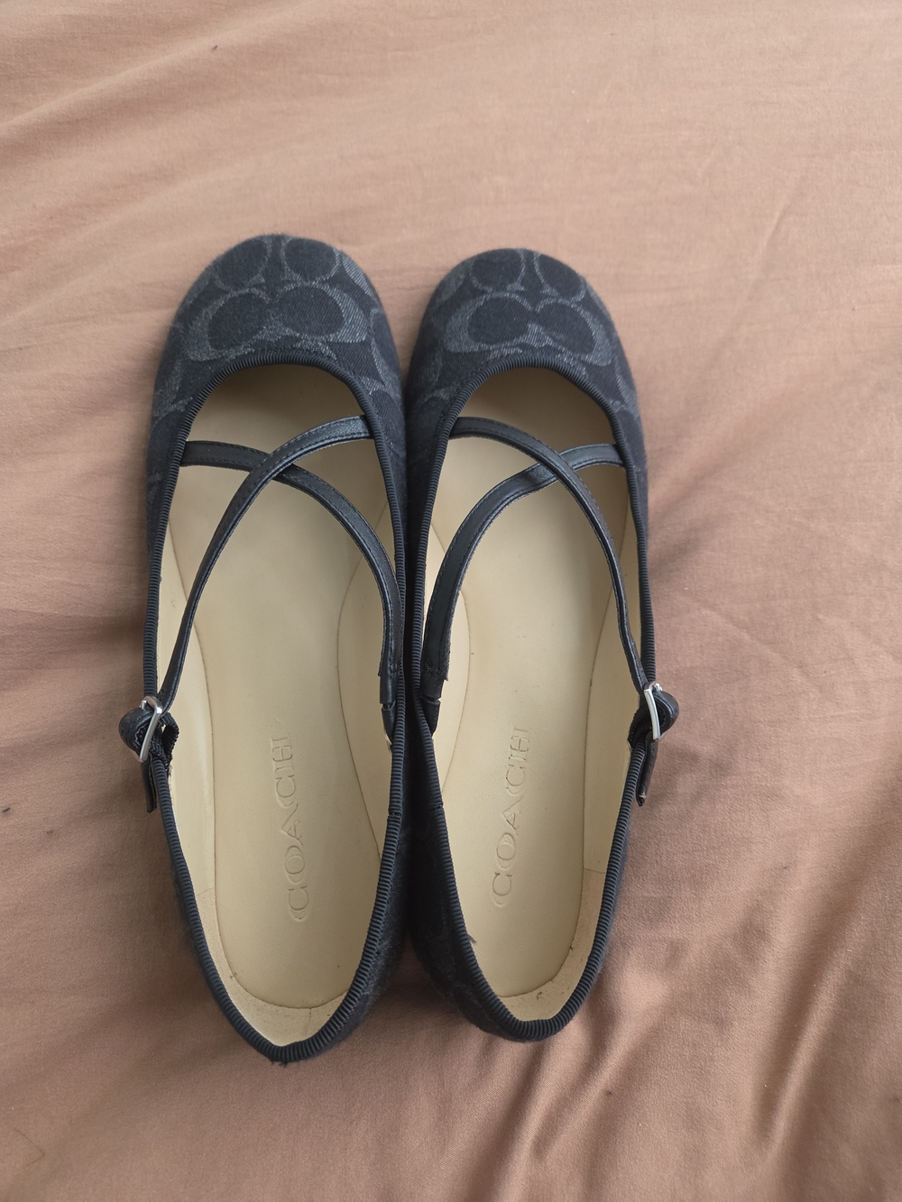 Coach Black Signature Cross-Strap Ballet Flats - Picture 2 of 3